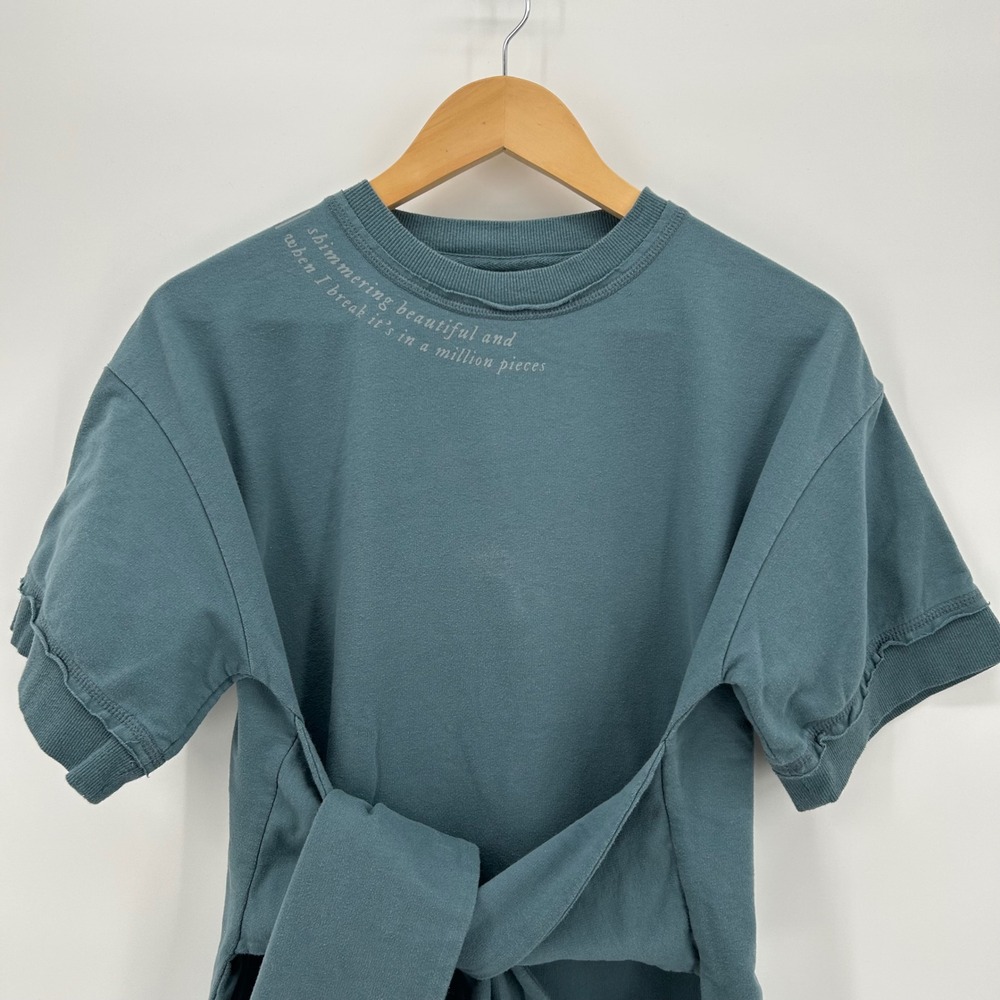 Taylor Swift Folklore Mirrorball T-Shirt Dress Teal lyrics Short Sleeve Medium